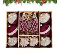 NBYGSC Flocked Christmas Ornaments, Christmas Decoration Pendant, Decorative Hangable Ornaments, Set of 10 Tree Pendant Balls for