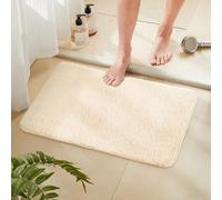 NBYGSC Fluffy Bathroom Rug Mat Small 24x17 Absorbent Thick Microfiber Mats with Non Slip Rubber Backing Quick Dry Machine Washable Bath Rugs for Bathroom Floor Bathtub and Shower Cream
