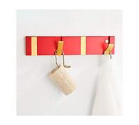 NBYGSC Fold Robe with 4 Hooks Adhesive Coat Rack Aluminum Wall Mounted Heavy Duty Hanger Hook, for Hanging Towel Scarves, Coats, Keys and More,Silver Gold