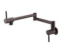NBYGSC Foldable Pot Filler Faucet Wall Mount Brass Kitchen Tap with Rotatable Double Joint Swing Arm Antique Brown Finish Single Cold Water Mixer for Space Saving