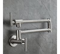 NBYGSC Folding Wall Mounted Kitchen Faucet, Double Handle Single Cold,Brushed