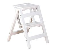 NBYGSC Folding Wooden Step Stool 2 Steps Portable Chair Ladder Safety Stable Plant Stand Space Saving
