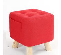 NBYGSC Foot Stool Ottoman Linen Rest Stool Small Square Footstool for Living Room Bedroom Red 28x28x31cm
