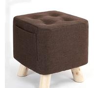 NBYGSC Foot Stool Ottoman Linen Shoe Change Stool Small Square Rest Stool for Living Room Bedroom Brown 28x28x31cm