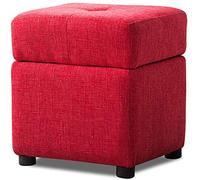 NBYGSC Foot Stools and Pouffes with Storage Ottoman Cube Boxes Linen Fabric Salon Stools Chair for Living Room Bedroom Foot Rest Lightbrown