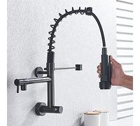 NBYGSC for Bar Farmhouse Commercial, Golden/Brushed Nickel/Chrome Spring Swivel Side Sprayer Dual Spout Tap, Rotat Kitchen Sink Cold Water Faucet (Color :