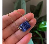 NBYGSC for Reiki Stone Raw Rock Crystal Necklaces Natural Amethysts Lapis Tourmaline Fluorite Pink Quartz Pendant Necklaces Stone Mineral Specimen (Size : Sodalite)