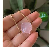 NBYGSC for Reiki Stone Raw Rock Crystal Necklaces Natural Amethysts Lapis Tourmaline Fluorite Pink Quartz Pendant Necklaces Stone Mineral Specimen (Size : Rose Quartz)