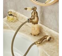 NBYGSC French Natural Pull-out All Copper Bathroom Basin Hot and Cold Splash proofproof Faucet, Type b, Green Jade, Low Style