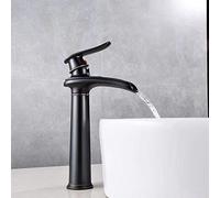 NBYGSC Full Copper Black Ancient Waterfall Faucet Hot and Cold Table Upper and Lower Basin Vintage Faucet Nordic Style Basin, Black Ancient High with Hot and Cold Pipes