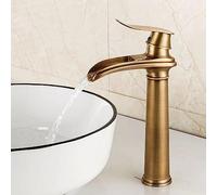 NBYGSC Full Copper Black Ancient Waterfall Faucet Hot and Cold Table Upper and Lower Basin Vintage Faucet Nordic Style Basin, Antique High with Hot and Cold Pipes