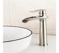 NBYGSC Full Copper Black Ancient Waterfall Faucet Hot and Cold Table Upper and Lower Basin Vintage Faucet Nordic Style Basin, Brushed High with Hot and Cold Pipes