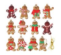 NBYGSC Gingerbread Christmas Tree Ornaments - 12 Pieces Holiday Decoration, Hangable Christmas Tree Ornaments For Home Dinner Restaurant Cafe Church Event Shopping Mall Wedding Birthday Family