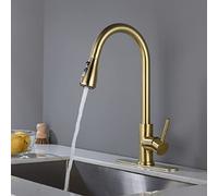 NBYGSC Gold Commercial Laundry Single Handle out with Pull Down Sprayer RV Stainless Steel Kitchen Faucets