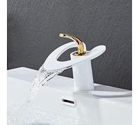 NBYGSC Gold/White Black Bathroom Brass Creative Sink Mixer Tap Hot & Cold Waterfall Faucet