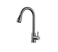 NBYGSC Gray Faucet Pull out Sprayer with Stream Spray Modes Single Handle Deck Mount Hot & Cold Water Mixer Kitchen Taps for Effortless Cleaning.