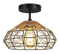 NBYGSC Handwoven Semi Flush Mount Ceiling Lamp, Interior Decoration Close To Ceiling Light Fixtures,Retro American Minimalist Recessed Ceiling Chandelier,For Living Room,Bedroom,Kitchen,Office