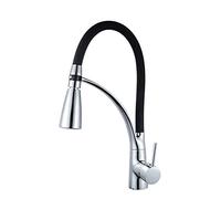 NBYGSC High ARC LED Pull-out with Sprayer, 360°Rotat Stretch Hot and Cold Water Mixer Tap, Single Handl Brass Kitchen Sink Faucet, Shiny Plating