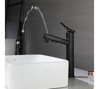NBYGSC High Rise Black Basin Mixer Tap with Pull Down Sprayer Modes Faucet for Bathroom Tall Splashback Sink Taps Stylish & Functal