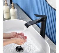NBYGSC High Rise Black Waterfall Bathroom Sink Faucet Single Lever Tall Tap Brass G1/2 Connect Stylish & for Basin Upgrade