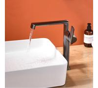 NBYGSC High Rise Grey Waterfall Basin Mixer Tap Hole Hot & Cold Bathroom Sink Faucet Elegant Tall for Bathrooms