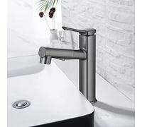 NBYGSC High Rise Pull Down Basin with 3 Modes Sprayer Tall Mixer Tap Bathroom Sink Splashback Stylish Grey Finish for Better Life