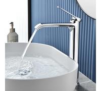 NBYGSC High Rise Sink Faucet Single Lever Tall Waterfall Tap Brass G1/2 Chrome Plated for Stylish Bathroom Basin Easy Installat & Elegant