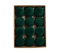 NBYGSC Holiday Tree Baubles - Set of 12 Flocked Round Ornaments, 3.1 Inch Classic Christmas Decoration, Elegant Pendant Balls For Winter Party Celebration Indoor Wedding Home Wall Display Gift