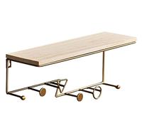 NBYGSC Hooks Mounted Iron Art with Wooden Shelf Nordic Creative Hanging Storage Hanger Home Decor Wall Rack Coat Hook