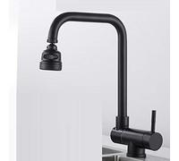 NBYGSC Hot and Cold, Inward Opening Window, Sink Folding, rotatable, Kitchen Faucet, Black-A