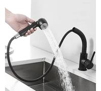 NBYGSC Hot and Cold Kitchen Faucet with Pull-out Spray - Brass Nozzle (Color: Black)