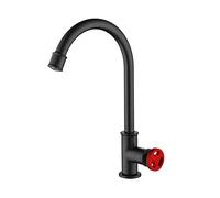 NBYGSC Industrial Black Sink Faucet Brass Rotating Tap Single Handle Hot and Cold Water Kitchen Mixer Tap,Red
