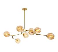 NBYGSC Industry Sputnik Chandelier,5 Lights Chandelier for Living Room, Hanging Lamp Hand Blow Glass Shade Adjustable Height Bedroom Lighting Fixtures,Transparent Color,6 Lights