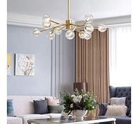 NBYGSC Industry Sputnik Chandelier,Clear Glass Shade Chandelier Lighting Fixture Living Room Bedroom Dining Room Lamps Hanging Ceiling Light Adjustable Arm During Light,Grey Lampshade.,15