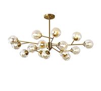 NBYGSC Industry Sputnik Chandelier,Copper 6 Lights Industrial Chandelier,G9 Hanging Lamp Glass Globe Decorative Living Room Bedroom Ceiling Light Fixture,Copper and Cognac Lampshades,12Lights