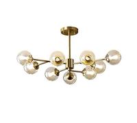 NBYGSC Industry Sputnik Chandelier,Copper 6 Lights Industrial Chandelier,G9 Hanging Lamp Glass Globe Decorative Living Room Bedroom Ceiling Light Fixture,Copper and Cognac Lampshades,12Lights