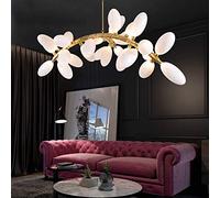 NBYGSC Industry Sputnik Chandelier，G4 Post-Ceiling Light, Glass Shades Large Chandeliers,Fancy Living Room Chandelier,Creativity Grape Shape Pendant Light Entryway Lamp,Gold,27-Light