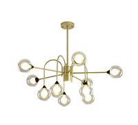 NBYGSC Industry Sputnik Chandelier,G9 Lamp Hand Blow Glass Shade,Gold Creativity Chandelier Adjustable Height for Kitchen Cafe Decorative Lighting Fixtures,Transparent Double-Layered Lampsha
