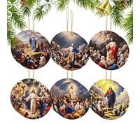 NBYGSC Jesus Christmas Ornaments | Wooden Christmas Ornament - Car Rearview Mirror Jesus Decor for Wall Tree Window Church Wedding Bedroom Easter Living