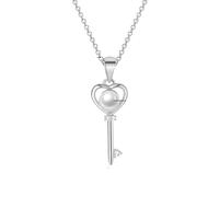 NBYGSC Key Necklace For Women, 925 Sterling Silver Heart Key Zircon Pendant Necklace, Key Necklaces For Women, Lock and Key Necklace, Skeleton Key Necklace, Heart Key Necklace
