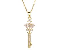 NBYGSC Key Necklace For Women, Heart Key Zircon Pendant Necklace, Key Necklaces For Women, Lock and Key Necklace, Skeleton Key Necklace, Heart Key Necklace, Key Gold Necklace, The Giving Keys