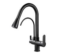 NBYGSC Kitchen Faucet Ways Extendable Black Drinking Faucets Hot Cold Water Swiveling and 1 Shower Head