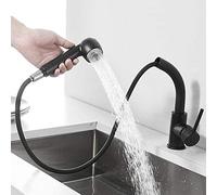 NBYGSC Kitchen Faucet with Pull Down Sprayer Brass 360° Rotation Dual Mode Hot and Cold Bubbler Water Saving Retractable Faucets for Kitchen Sinks-White