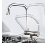 NBYGSC Kitchen Faucets Folding Inside Window Hole Hot and Cold Water Single Handle 360° Swivel Brass Sink Faucet-Brushed