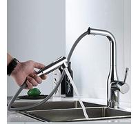 NBYGSC Kitchen faucets with Pull Down Sprayer, All Copper, 2, Telescopic rotatable Hot and Cold Single Handle, Kitchen Sink, Faucet-Chrome