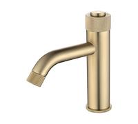 NBYGSC Kitchen Single Hole Brass Basin Push Button Bathroom Hot & Cold Sink Mixer Tap Deck Mounted Lavatory Faucet, Vanity Faucet,Brushed Gold (Chrome) Drinking