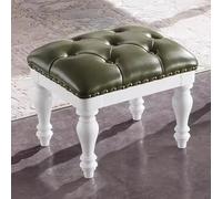 NBYGSC Leather Foot Rest - Upholstered Footstool for Living Room & Bedroom Stylish Green Stool with Solid Wood Frame Perfect for Couch & Shoes.