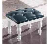 NBYGSC Leather Foot Rest - Upholstered Footstool for Living Room & Bedroom Stylish Shoes Stool with Solid Wood Frame (Blue) - Comfort & Elegance