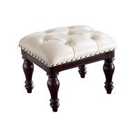 NBYGSC Leather Foot Rest - Upholstered Stool for Living Room & Bedroom Stylish Footstool with Solid Wood Frame White/B Color - Perfect for Couch & Shoes