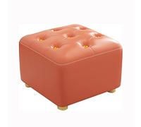 NBYGSC Leather Foot Rest with Golden Button Small Cube Pouf Stool for Living Room & Bedroom Stylish Foot Stool for Comfort & Decor Versatile Furniture Accent